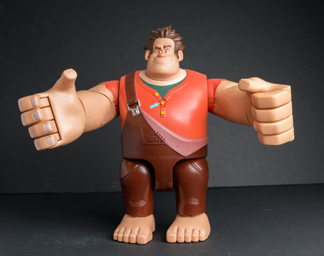 LONDON, ENGLAND, 05/05/2019 Disney Wreck It Ralph Interactive Large Plastic Toy. Movie And Film Toy Merchandise. Plastic Disney Toys Made In China. Movie Franchise Merchandise.