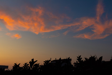 orange colorful sunset clouds 