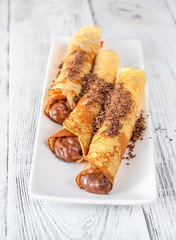 Crepes with chocolate cream