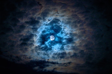 Obraz na płótnie Canvas Bright Moon Earth satellite on the night sky