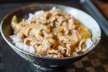 Taiwanese pork and rice in bowl