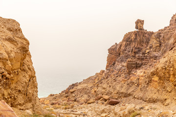 Fototapeta premium A hiking trail at the Wadi Mujib reserve. Jordan.