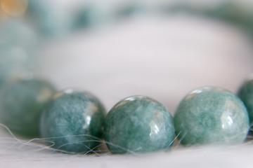 Jewelry with natural synthetic stone bracelet. Beautiful semiprecious stone beads