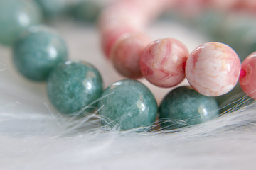 Jewelry with natural synthetic stone bracelet. Beautiful semiprecious stone beads