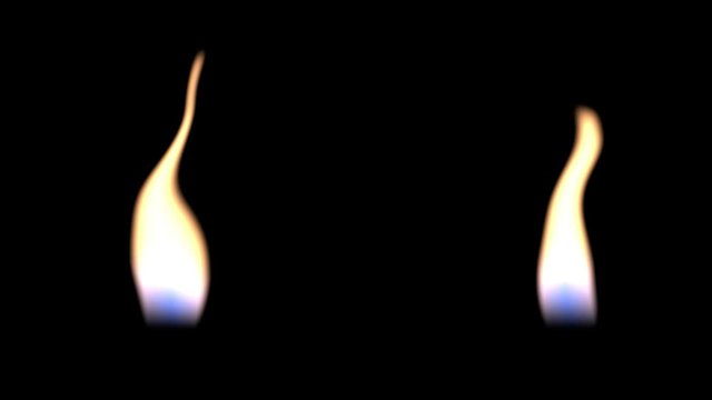 Bright flickering candle animation vfx effects on black background.  compositing into shots particle effect (4K UHD seamless looping, computer digitally generated animation.)