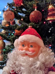 santa claus and christmas tree,Christmas ornaments,lights,decor