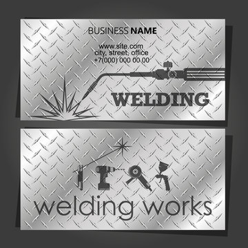 Business card for a welder with welding machine and tool