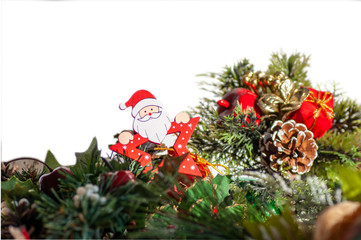 Santa, star and Christmas decorations