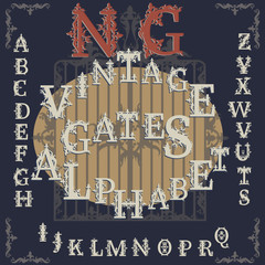 Collection of vintage caps. Handmade decorative font. Vintage font design. Decorative ornament. Initials. Label. Vector.