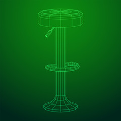 Retro vintage bar stool. High chair. Bar interior design. Wireframe low poly mesh vector illustration