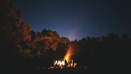 The fire at night. Summer mood