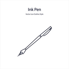 Ink Pen Vector Icon Outline Style