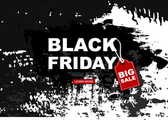Black Friday Big Sale Holiday Special Offer Poster Concept Flat Vector Illustration