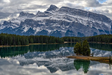 Mount Rundle and Two Jack Lake in the Banff National Park, Alberta