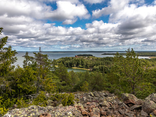 Summer Scandinavian landscape of the Aland Islands Midsummer day in the Åland Islands between...