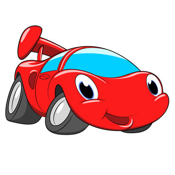 Cartoon red car. A race car on a white background. Stock Vector | Adobe  Stock