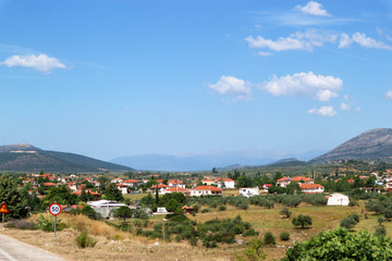 View from the road to small greek village on Peloponnese, Greece