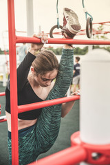 Young girl do sport exersises