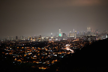 Kuala Lumpur night city view from secret viewpoint