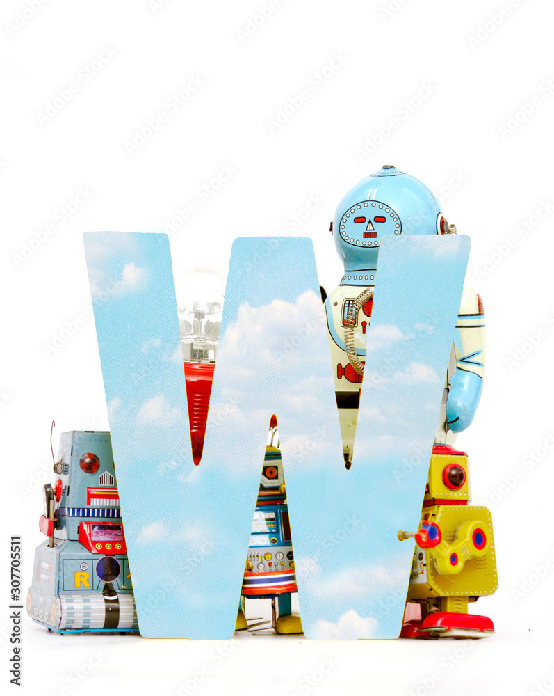 Wall mural big letter w cloud computing