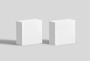 White blank Cardboard Package Boxes  front and back side Mock up.Realistic Box Packaging.3D rendering.