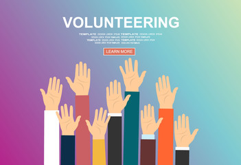 Obraz premium Raised hands volunteering vector concept