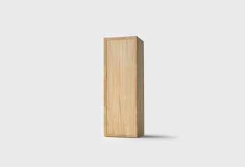 Wood Wine Box  isolated on light gray background.3D rendering.