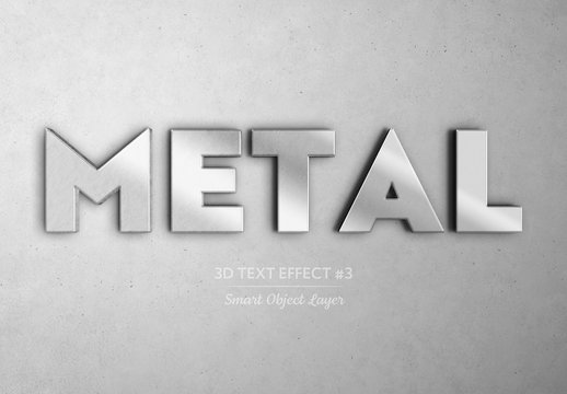 Silver Brushed Metal 3D Text Effect