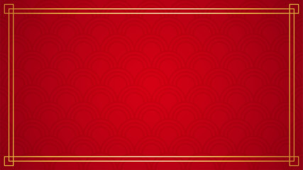 Oriental chinese border ornament on red background, vector illustration