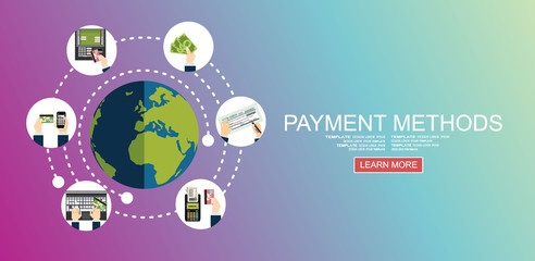 Fototapeta na wymiar Flat design illustration concepts for Payment Methods. Concepts web banner