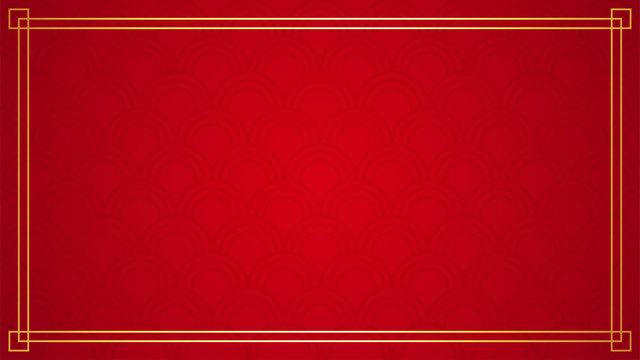 Oriental chinese border ornament on red background, vector illustration