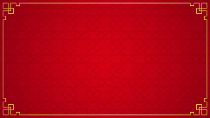 Oriental chinese border ornament on red background, vector illustration