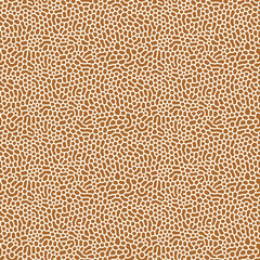 Organic seamless pattern with rounded shapes. Diffusion reaction background. Irregular stone effect design. Abstract vector illustration in gold.