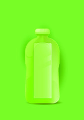Plastic green bottle on a green background, vector object illstration