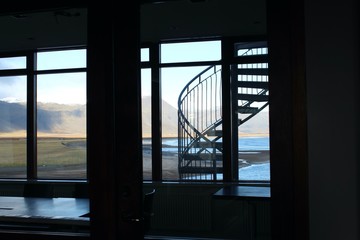 Fototapeta na wymiar spiral staircase and sunset in Iceland