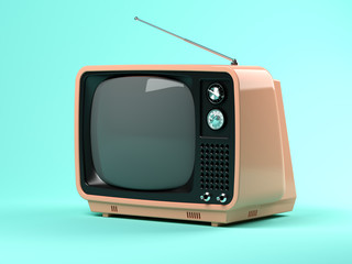 Pink tv on blue background 3D illustration