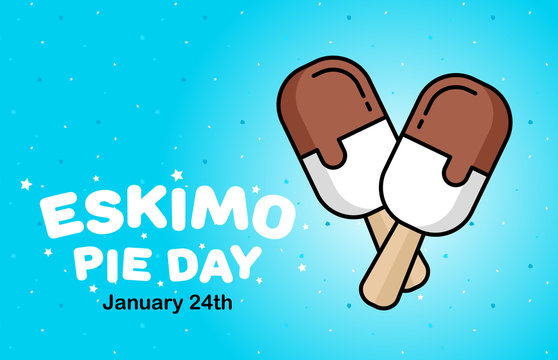 January 24 is a sweet holiday, International Eskimo Pie Day. Ice cream in a heart shaped chocolate poured fragrant. banner, flyer, card. Vector illustration
