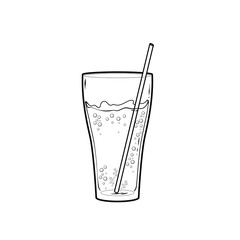 Line art sketch of glass with juice, vector line art illustration