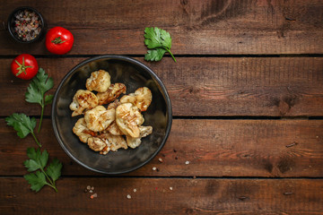 cauliflower grilled (fried grill vegetables or snack salad cabage) menu concept. food background. copy space. Top view