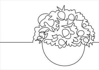 Basket of flowers -continuous line