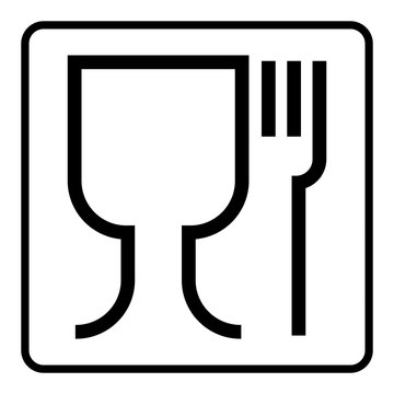 gz612 GrafikZeichnung - german - Piktogram / Rahmen mit Lebensmittelecht Symbol. english - frame / food grade - safe for food use icon. wine glass and fork symbol. square xxl g8754