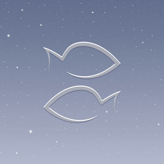 blue zodiac sign fish horoscope in starry sky vector illustration EPS10