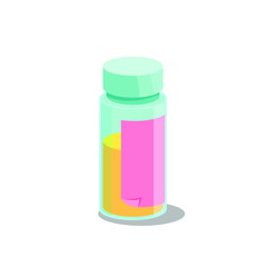 Little bottle, jar, vector flat cartoon illustration isolated on white background