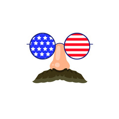 Mask with American flag eyeglasses, mustache and nose, vecot cartoon illustration