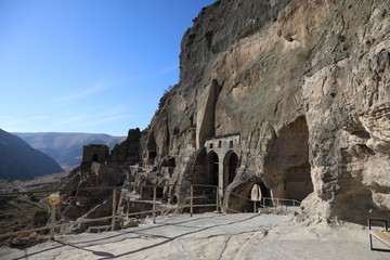 Naklejka premium Vardzia, an ancient city in the mountains