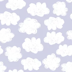 Rollo Hand painted seamless pattern with clouds in white on lavender background. © xuliadore