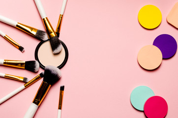 Brushes, Make up,bright, cosmetic, sponges, piink, background, beauty, facial,soft,big,care, face powder