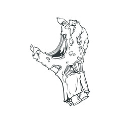 One zombie hand, vector realistic hand drawn sketch line art illutsration
