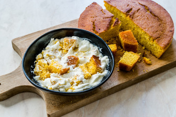 Traditional Black Sea Food Corn Bread with Yogurt / Yogurt Dogramasi