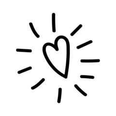 Single cute heart - sun in doodle style. Hand drawn vector illustration for greeting cards, posters, stickers and seasonal design.